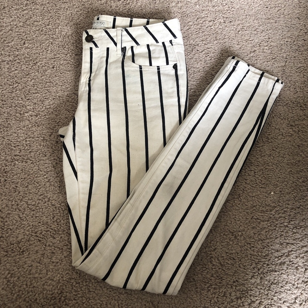 Striped skinny jeans
